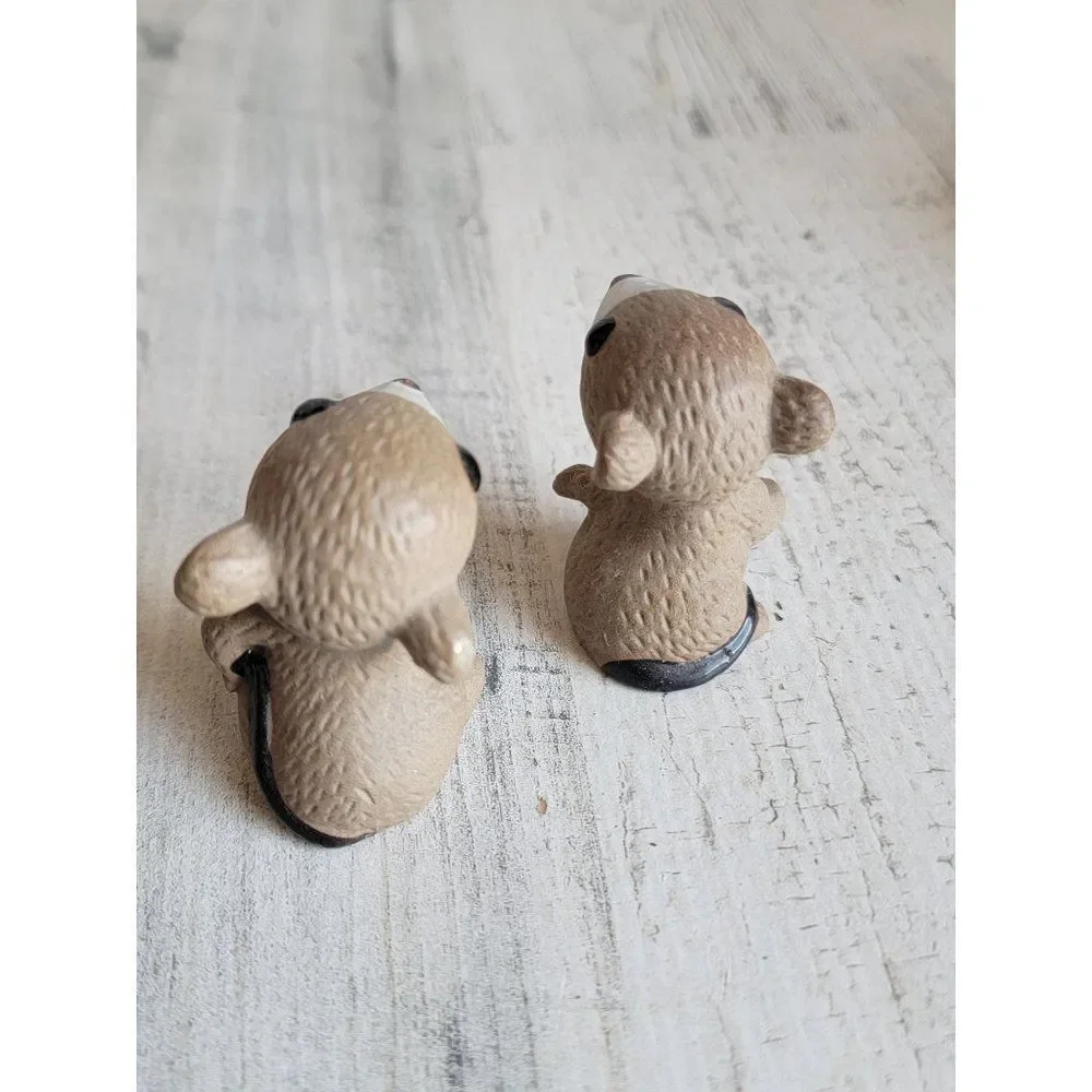 Mini ceramic Mouse set cute brown chipmunk‎ pet Xmas